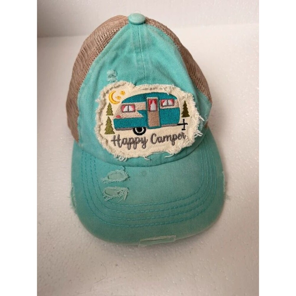 C.C Happy Camper Mint Ponytail Hat Y2K